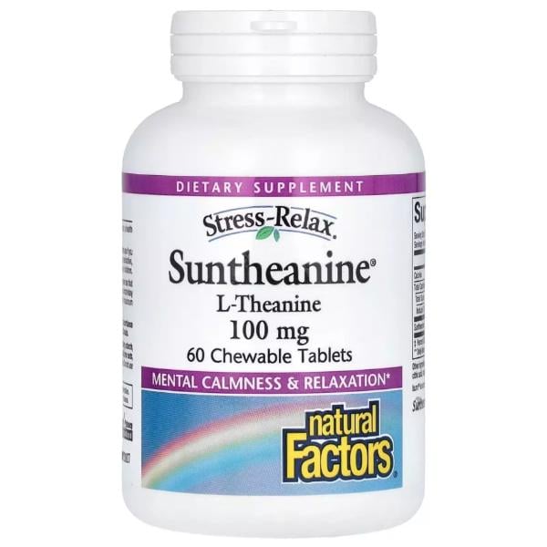 Теанін Natural Factors Stress-Relax Suntheanine L-Theanine 100 мг 60 chewable tabs. (000022055)