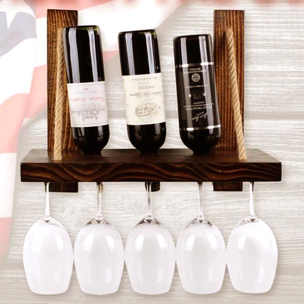 Полка для вина настенная из дерева Тикуго Латте (ПНК-007216)