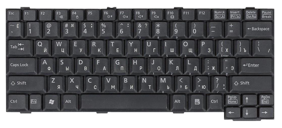 Клавиатура для ноутбука Fujitsu E8110 T4210 S7110 S2110 S6230 Black Клавиатура для ноутбука Fujitsu E8110 T4210 S7110 S2110 S6230 Black