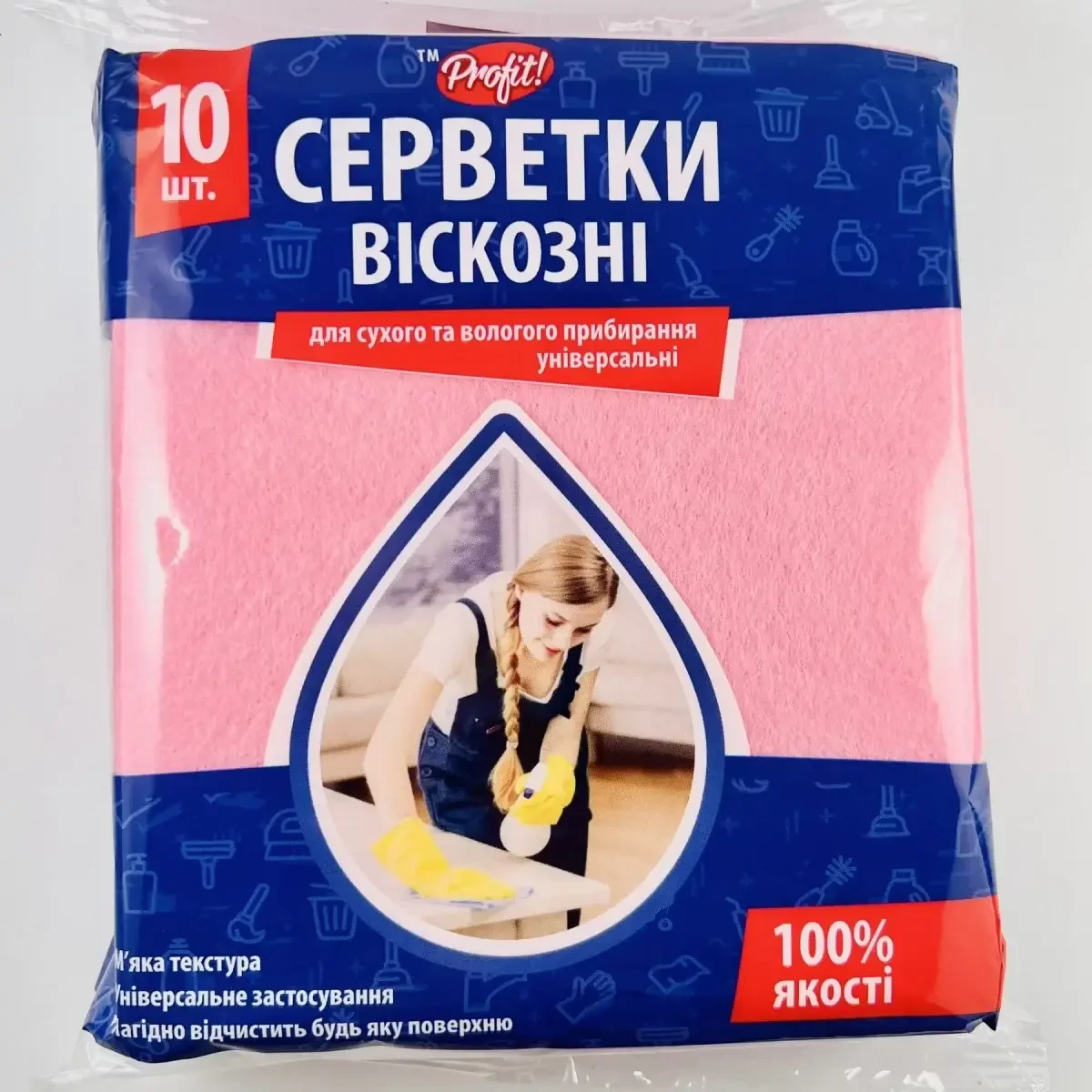 Серветки віскозні універсальні Profit 10 шт. 30х36 см