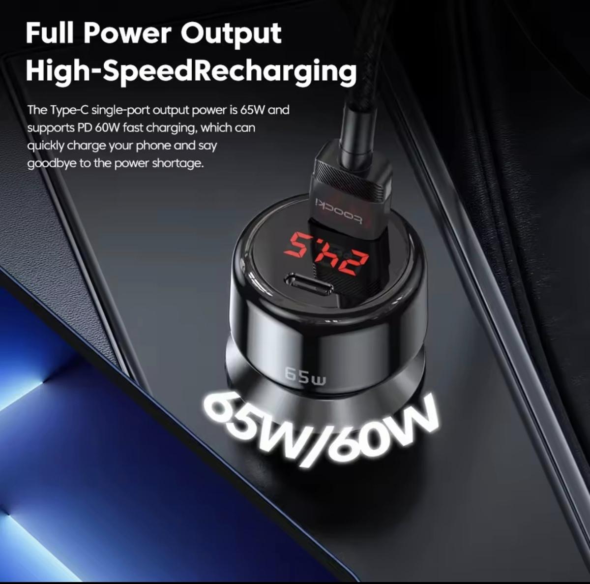 Зарядное устройство для автомобиля Toocki 65W (1 Type-C 65w 1 USB 30w) - фото 5 Зарядное устройство для автомобиля Toocki 65W (1 Type-C 65w 1 USB 30w) - фото 5