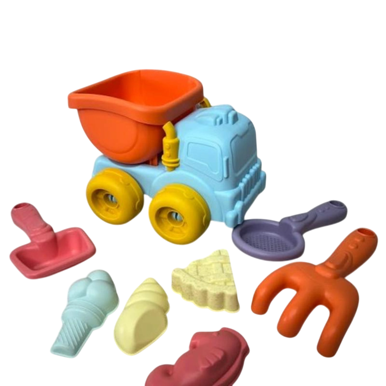 Набір для гри з піском самоскид/лопатка/граблі/лійка/сито (913-314)