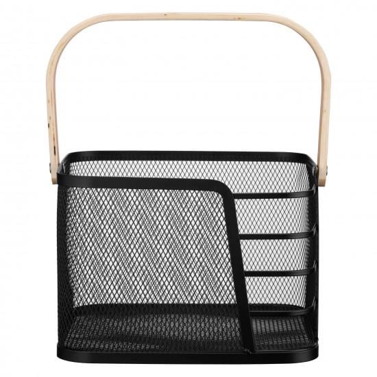 Кошик з ручкою Ardesto AR0923B Midori метал/бамбук 24х23,5х16,1 см Чорний (2387915627)
