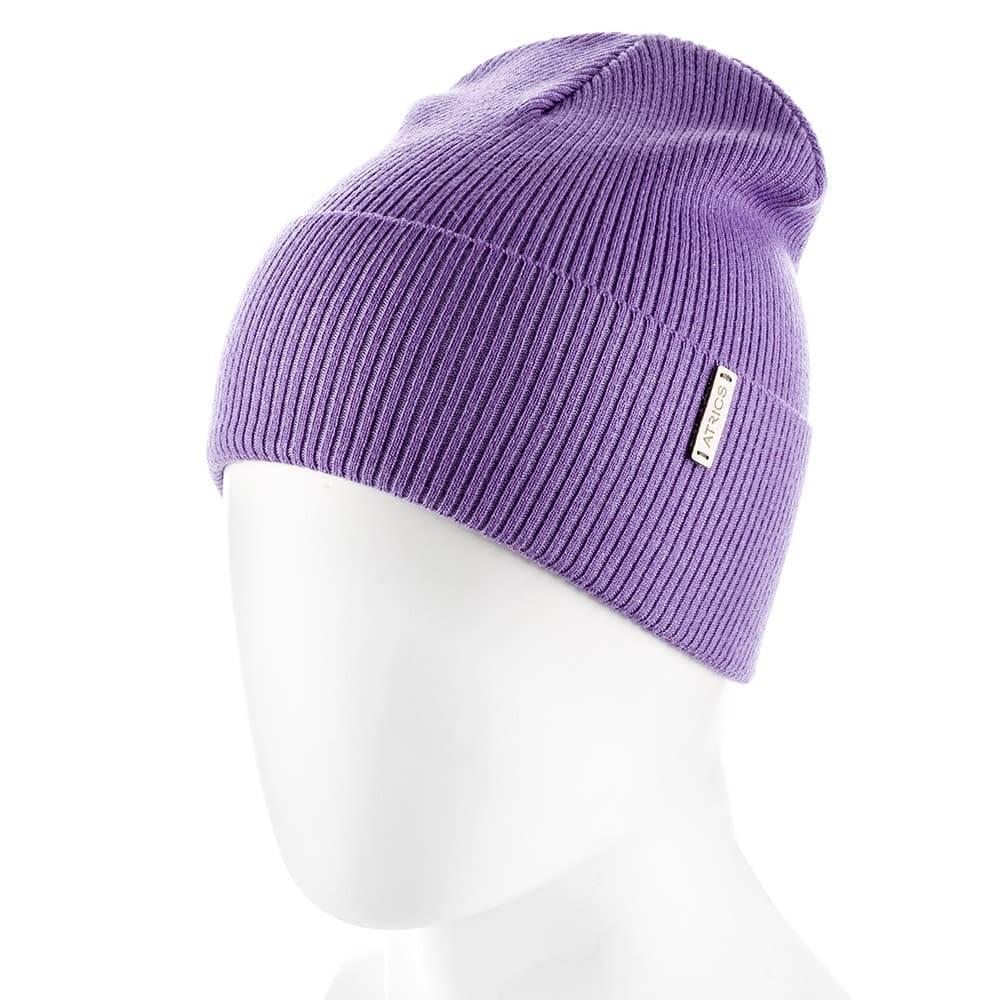 Шапка Actrics UH772 одинарна рубчик із бавовни на манжеті Світла орхідея