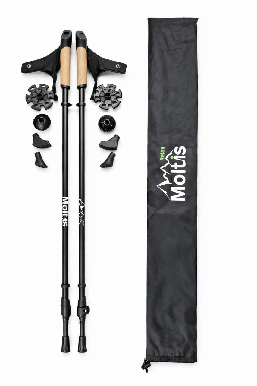 Палиці для скандинавської ходьби Moltis Nordic Walk Pro з чохлом та змінними насадками (MR-455)