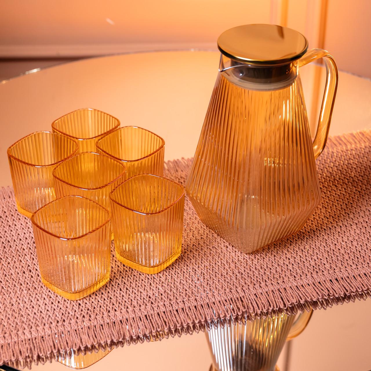 Кувшин со стаканами 1,8 л 6 шт. 200 мл Коричневый (HP-19-39)