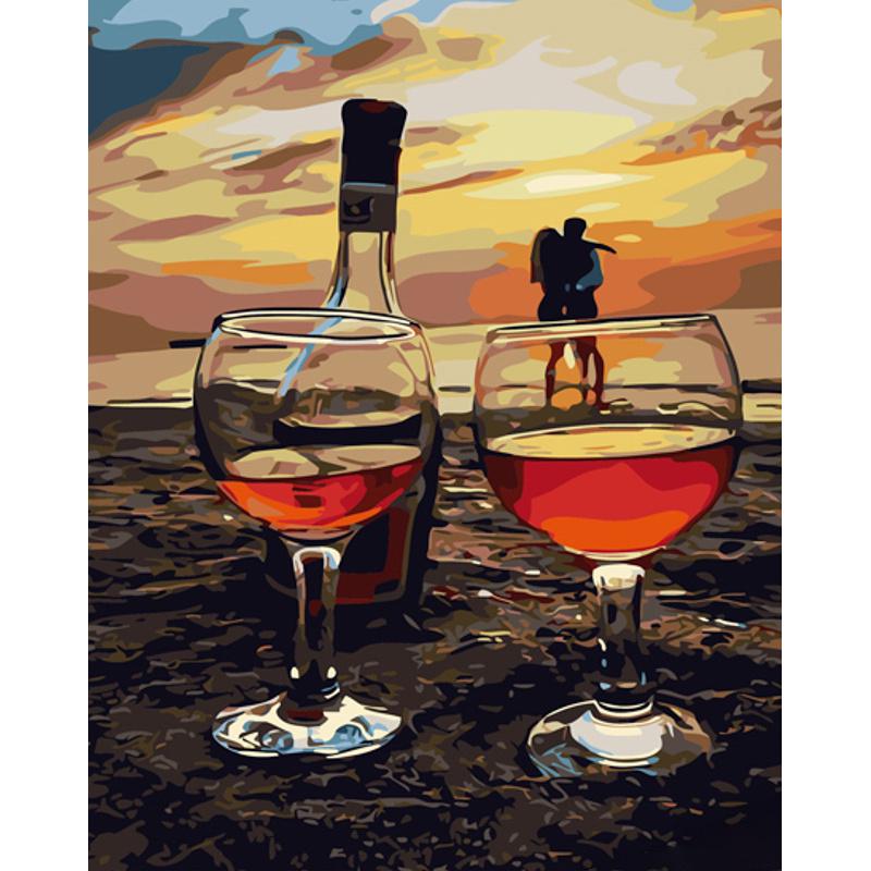 Картина по номерам Strateg Премиум Закат в бокале 40х50 см (GS1108)