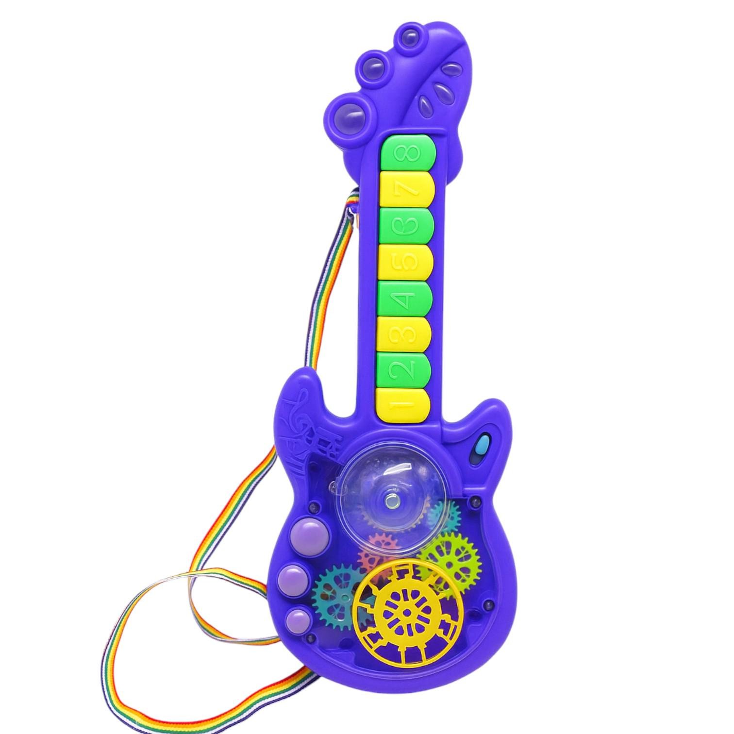 Дитяча музична гітара TK-14702 Малюк Музиченько зі світлом/звуком та шестернями Синій (30104928) Дитяча музична гітара TK-14702 Малюк Музиченько зі світлом/звуком та шестернями Синій (30104928)