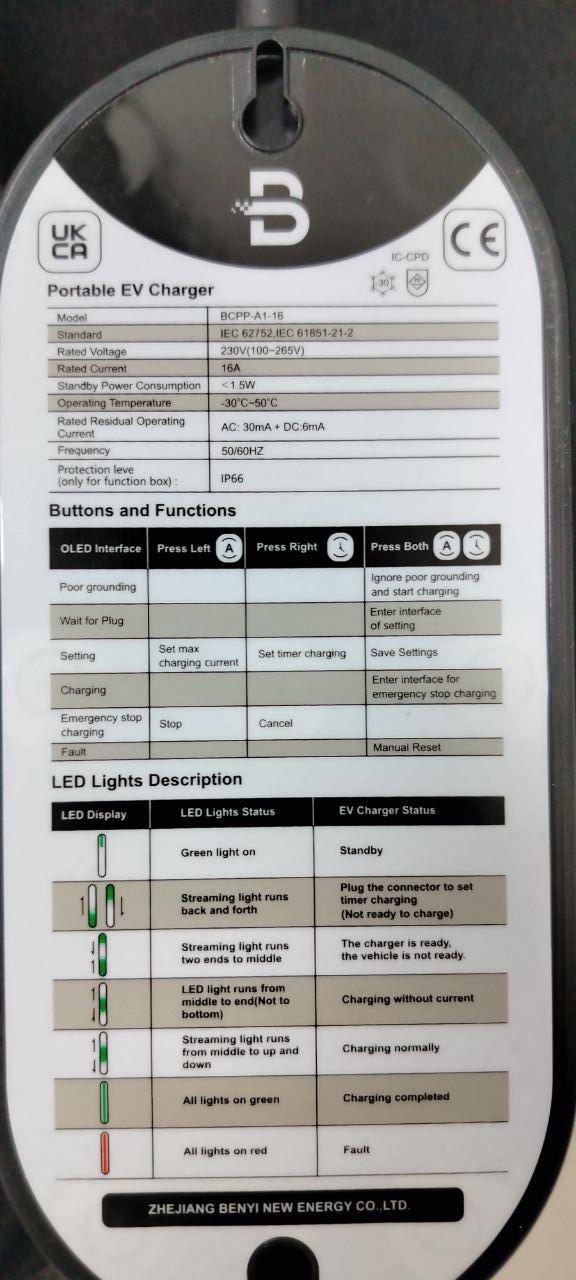 Зарядное устройство для электромобиля 3,7 кВт 16А OLED экран Type1 (J1772) - фото 11 Зарядное устройство для электромобиля 3,7 кВт 16А OLED экран Type1 (J1772) - фото 11