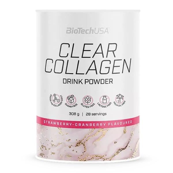 Натуральная добавка для спорта BioTechUSA Clear Collagen Хондропротектор Strawberry/Kiwi 308 г/28 порций (28351646)