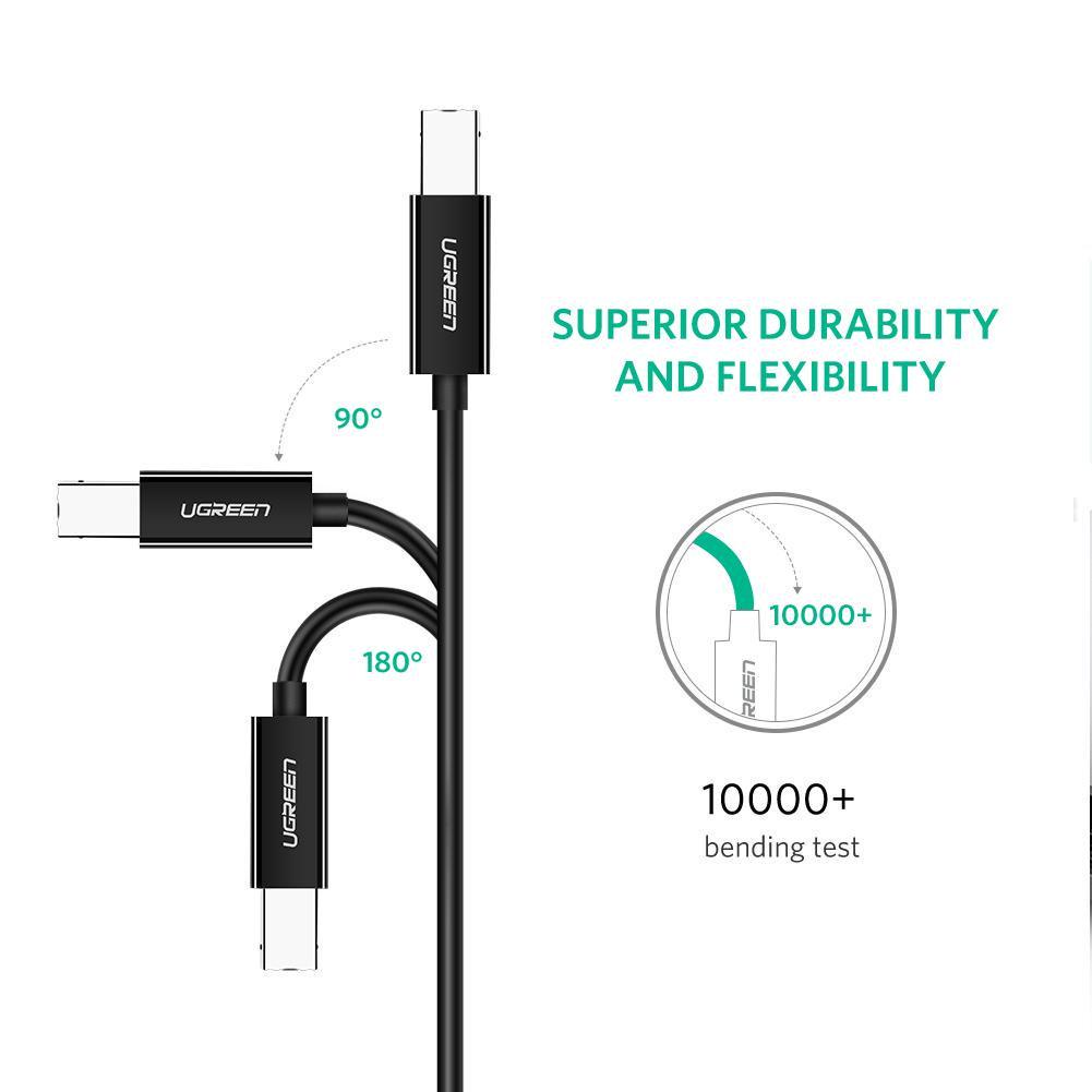 Кабель для принтера UGREEN Type-C-USB Type-B 2.0 480 Мбіт/с USB-C на USB-B 1 м Чорний (80811) - фото 5