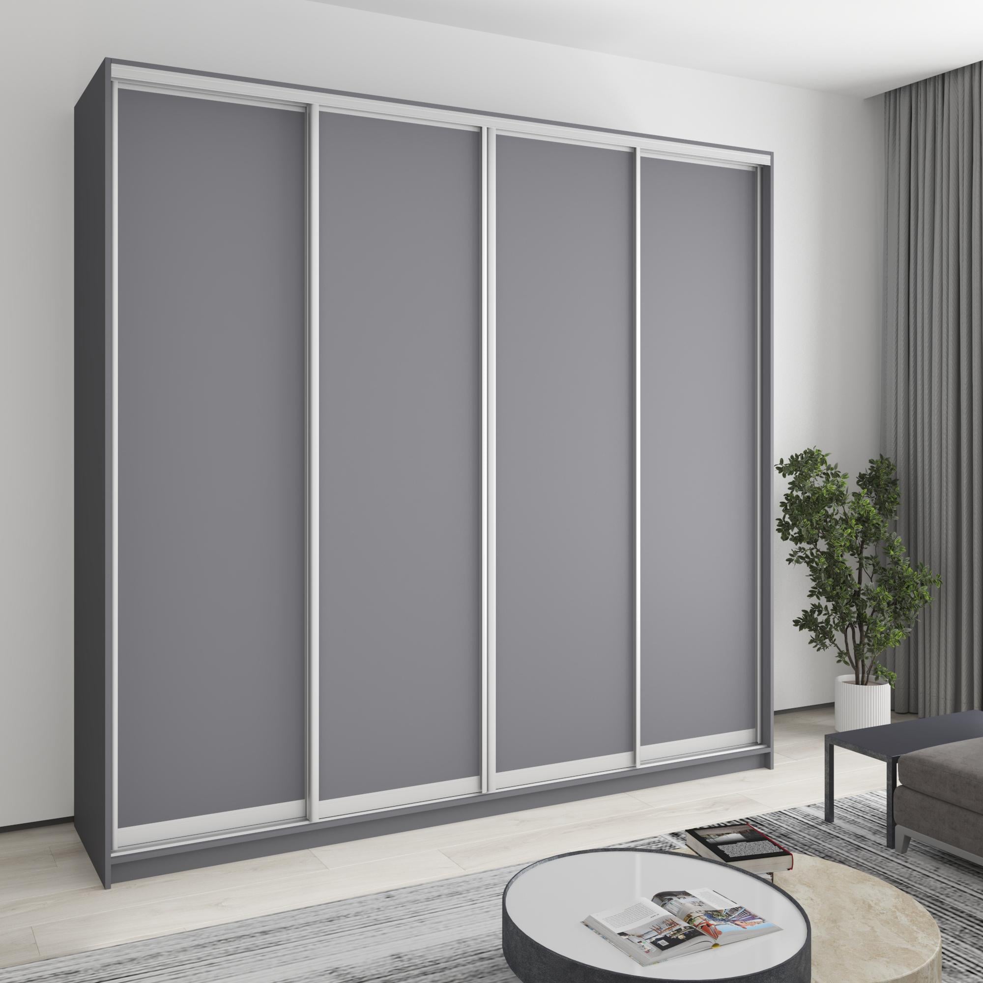 Шкаф-купе четырехдверный MebelStar Стандарт AL 4 ДСП 250x45x240 см Антрацит (MBS-13042)