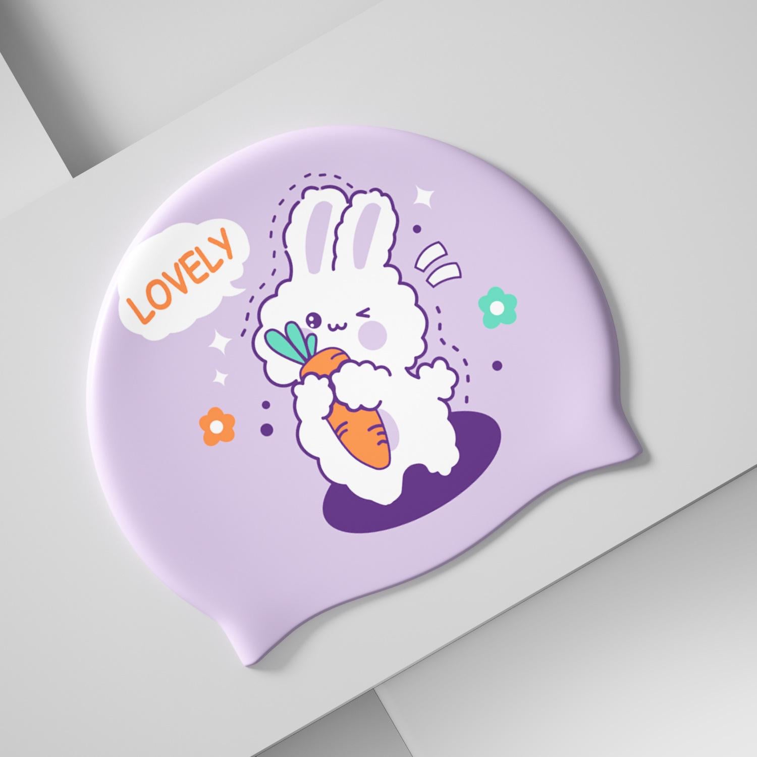 Шапочка для плавания детская YOUYOU Lovely Bunny силиконовая Фиолетовый (583b6c6d)