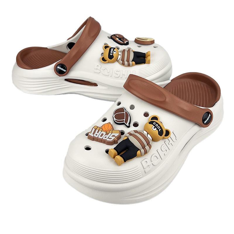 Кроксы женские с джибитсами 90753-2 p. 38 24-24,5 см Белый с коричневым - фото 2 Кроксы женские с джибитсами 90753-2 p. 38 24-24,5 см Белый с коричневым - фото 2