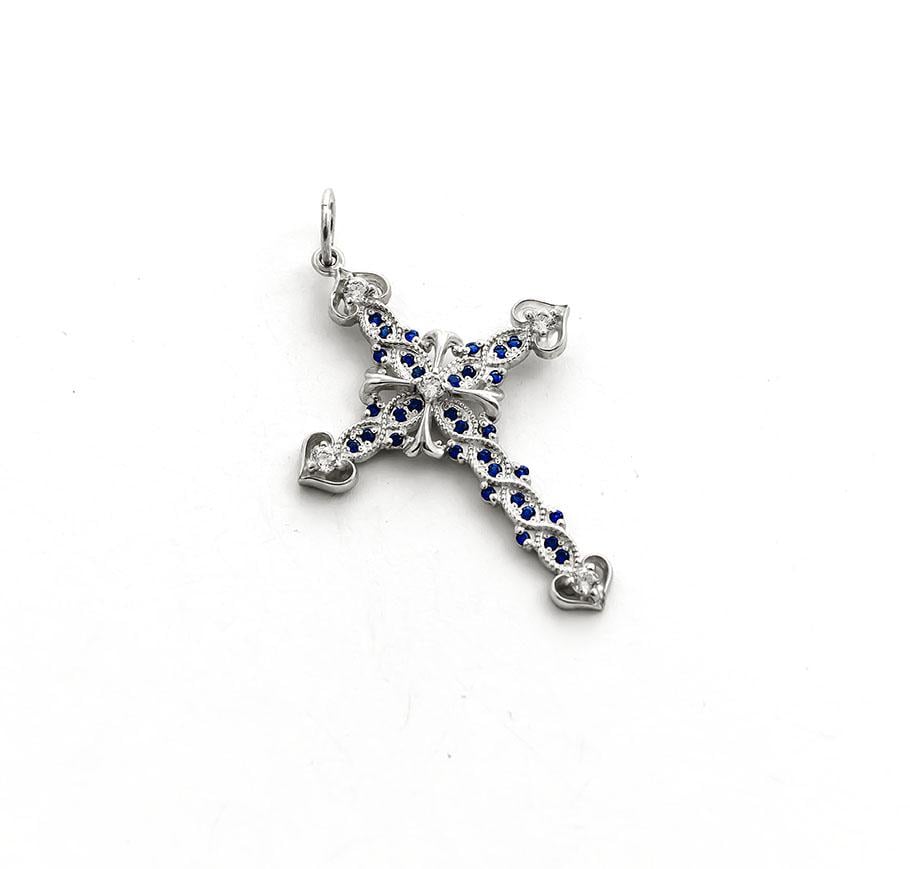 Кулон узорчатый крест Maxi Silver 8463 с цирконами (88463)