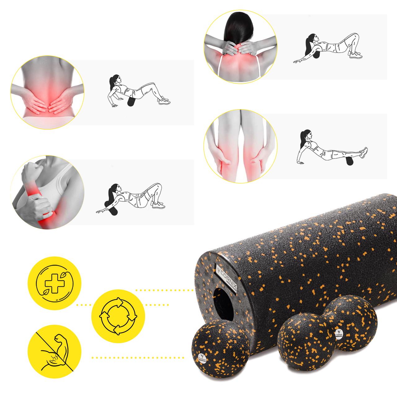 Масажний набір Cornix Ball 8 см/Duoball 8х16 см та Foam Roller 30х15 см XR-0081 (2554859524) - фото 8