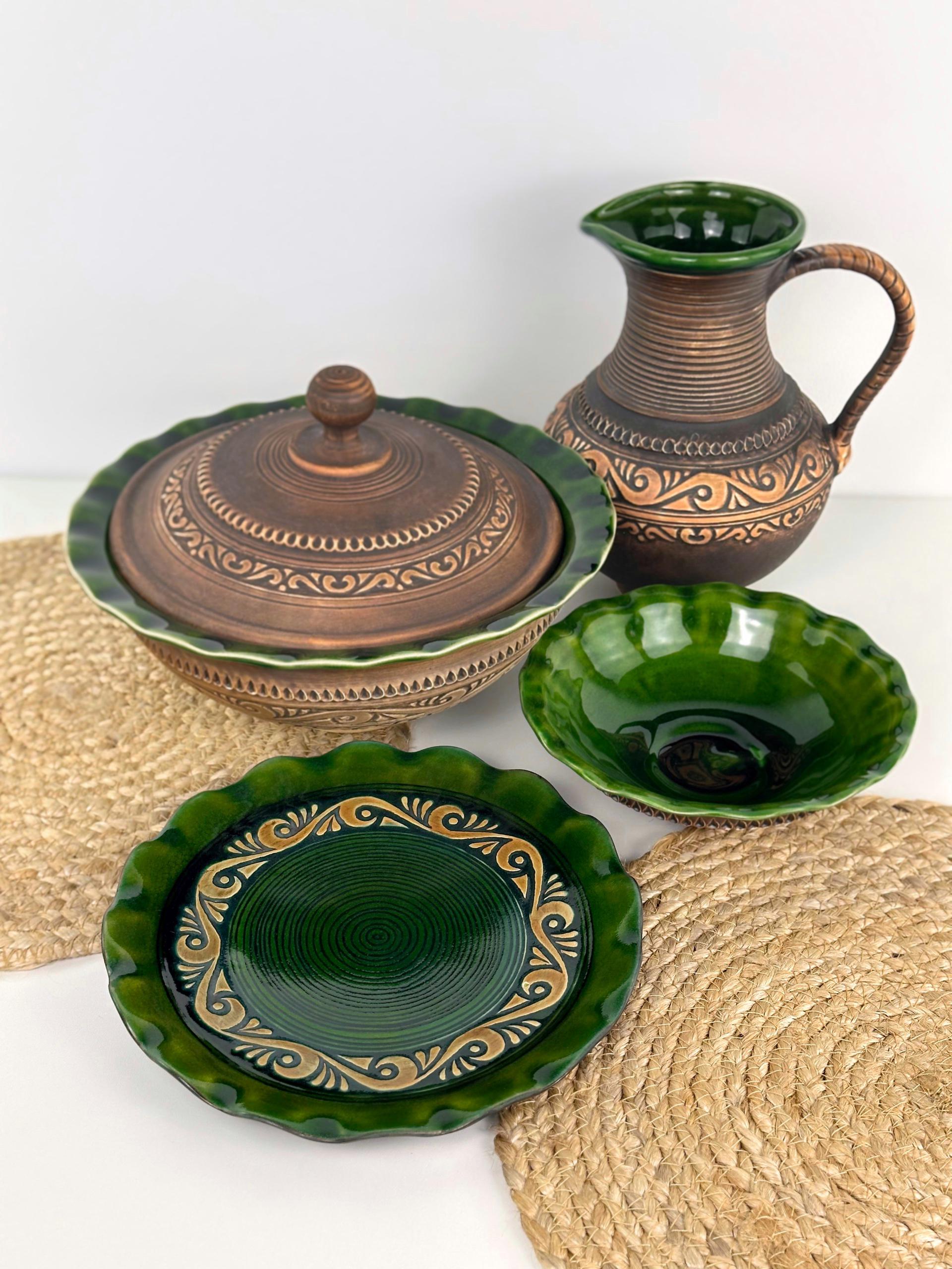 Набор глиняной посуды для вареников на 4 человек Гражда Коричневый (17019-12)