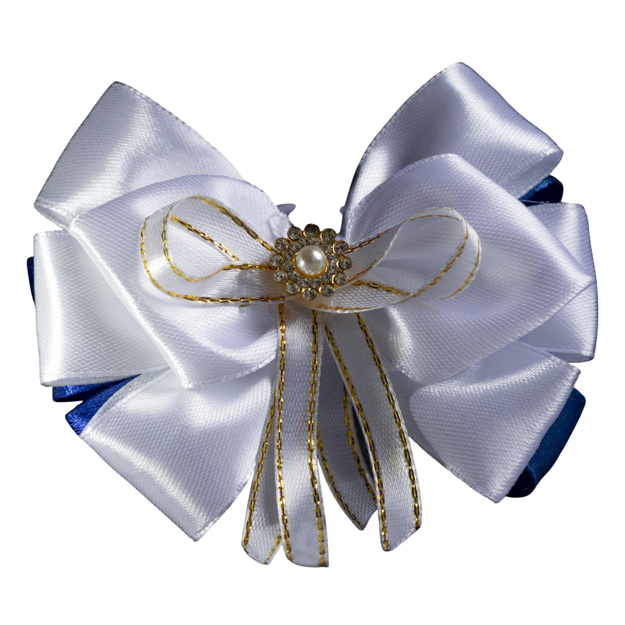 Резинка детская для волос ДАЙС с атласным бантом 9 см 2 шт. Сине-белый (БСБ-09-БЛ)