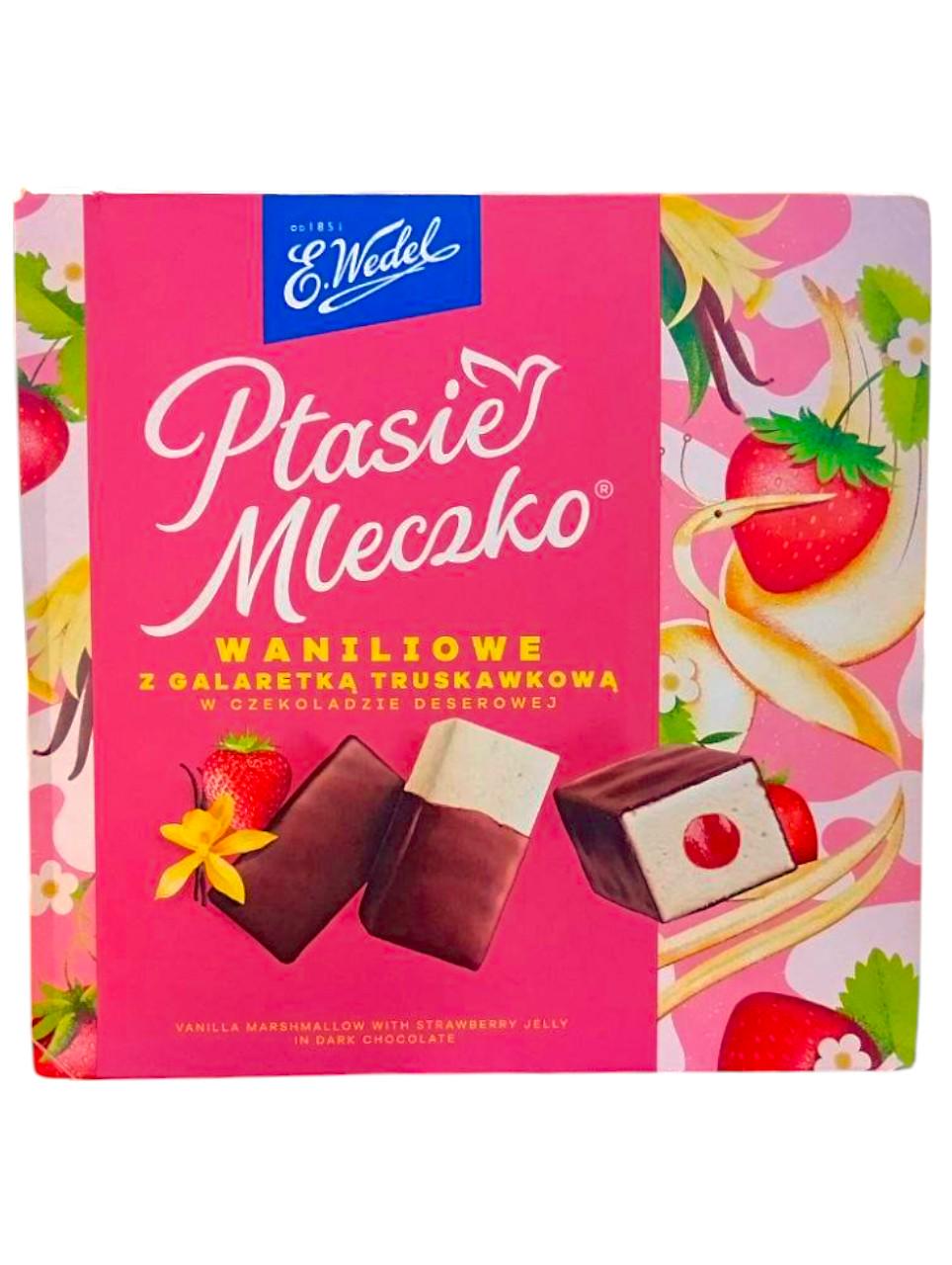 Цукерки E.Wedel Ptasie Mleczko ваніль з полуничним желе 340 г