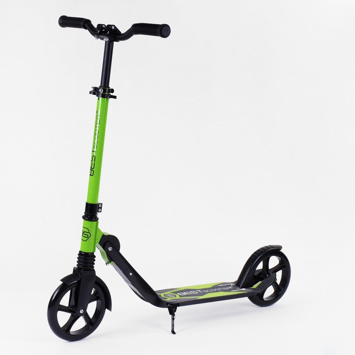 Самокат двухколесный Best Scooter колеса PU амортизатор складной Black/Green (103469) Самокат двухколесный Best Scooter колеса PU амортизатор складной Black/Green (103469)
