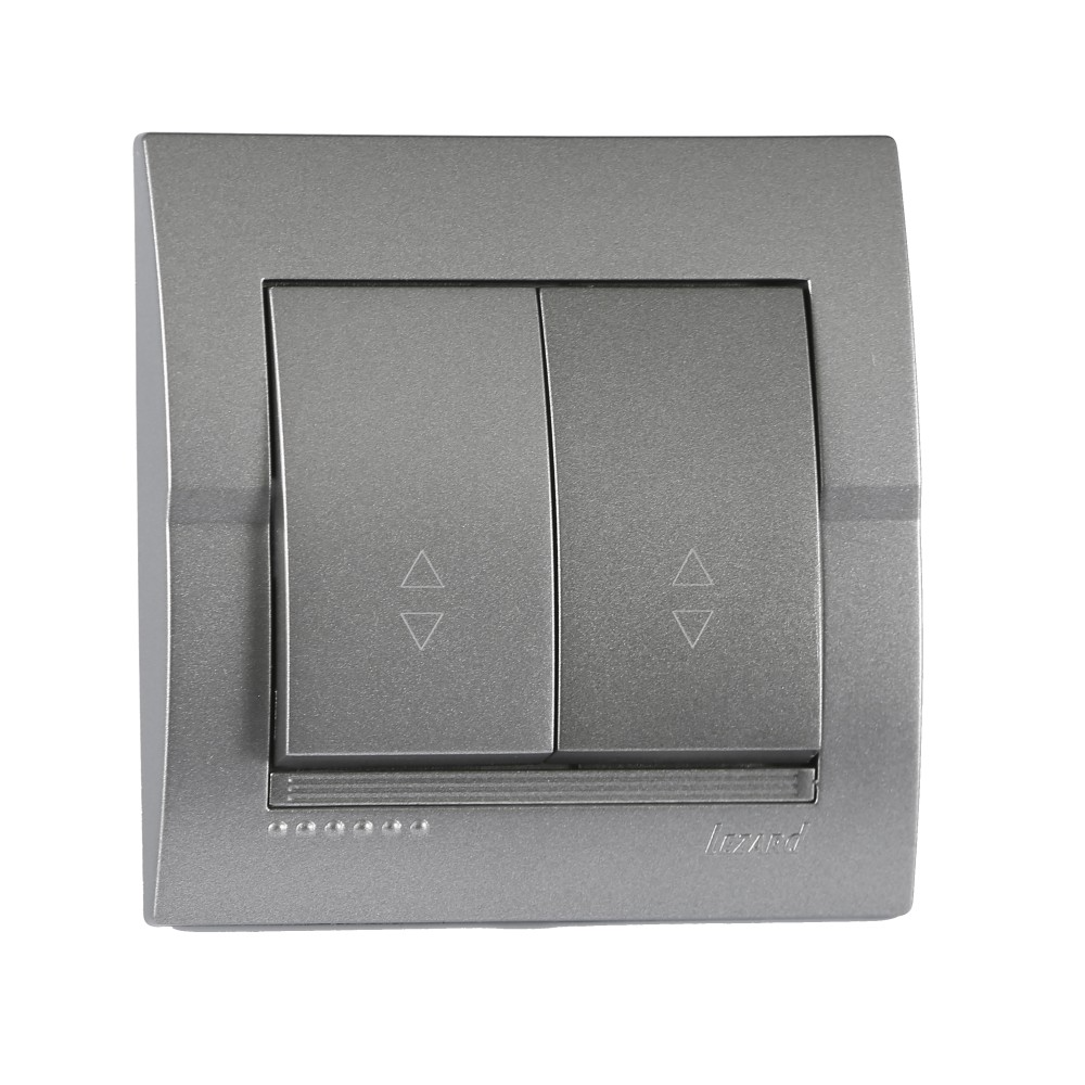 Выключатель Lezard Deriy 2-клавишный проходной Темно-серый
