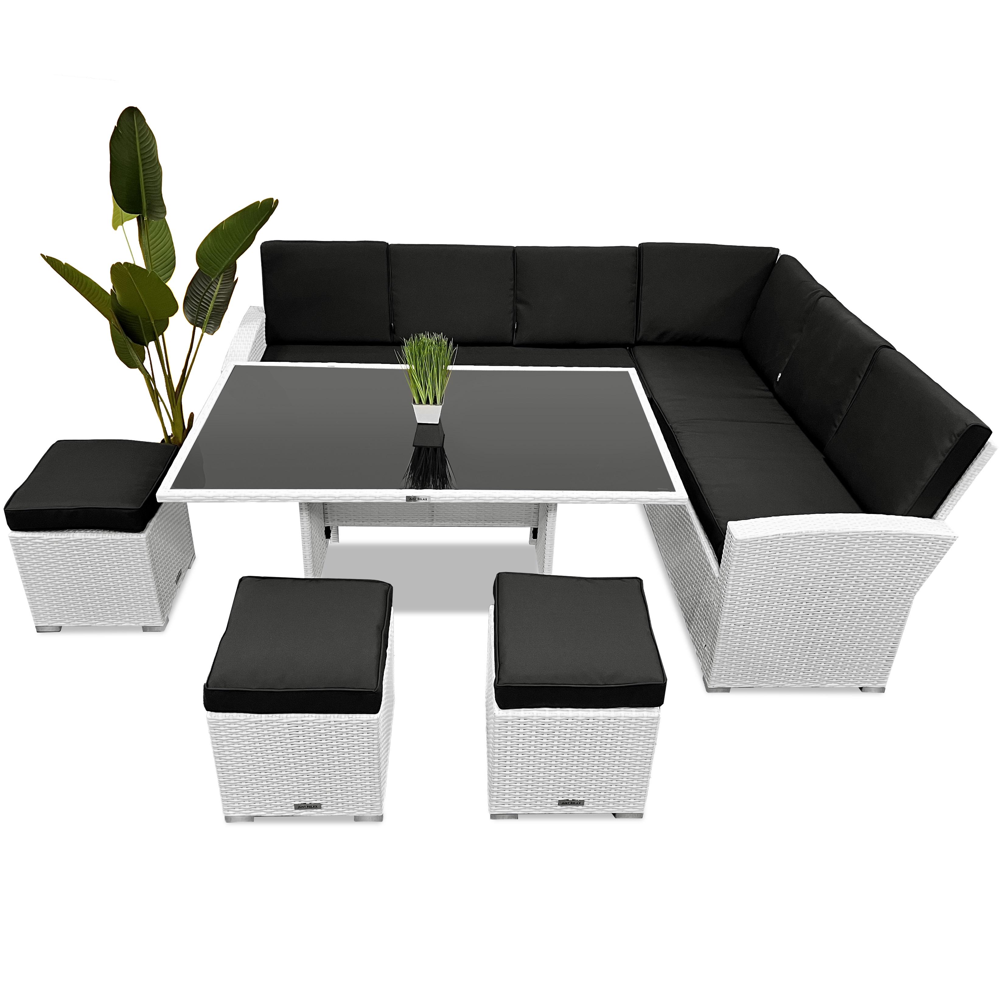 Набор садовой мебели Just Relax Milano и 3 пуфа правый угол Белый (709R White) Набор садовой мебели Just Relax Milano и 3 пуфа правый угол Белый (709R White)