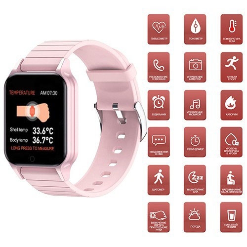 Смарт-годинник Smart Watch T96 Bluetooth 170 mAh Pink (tf5452) - фото 4