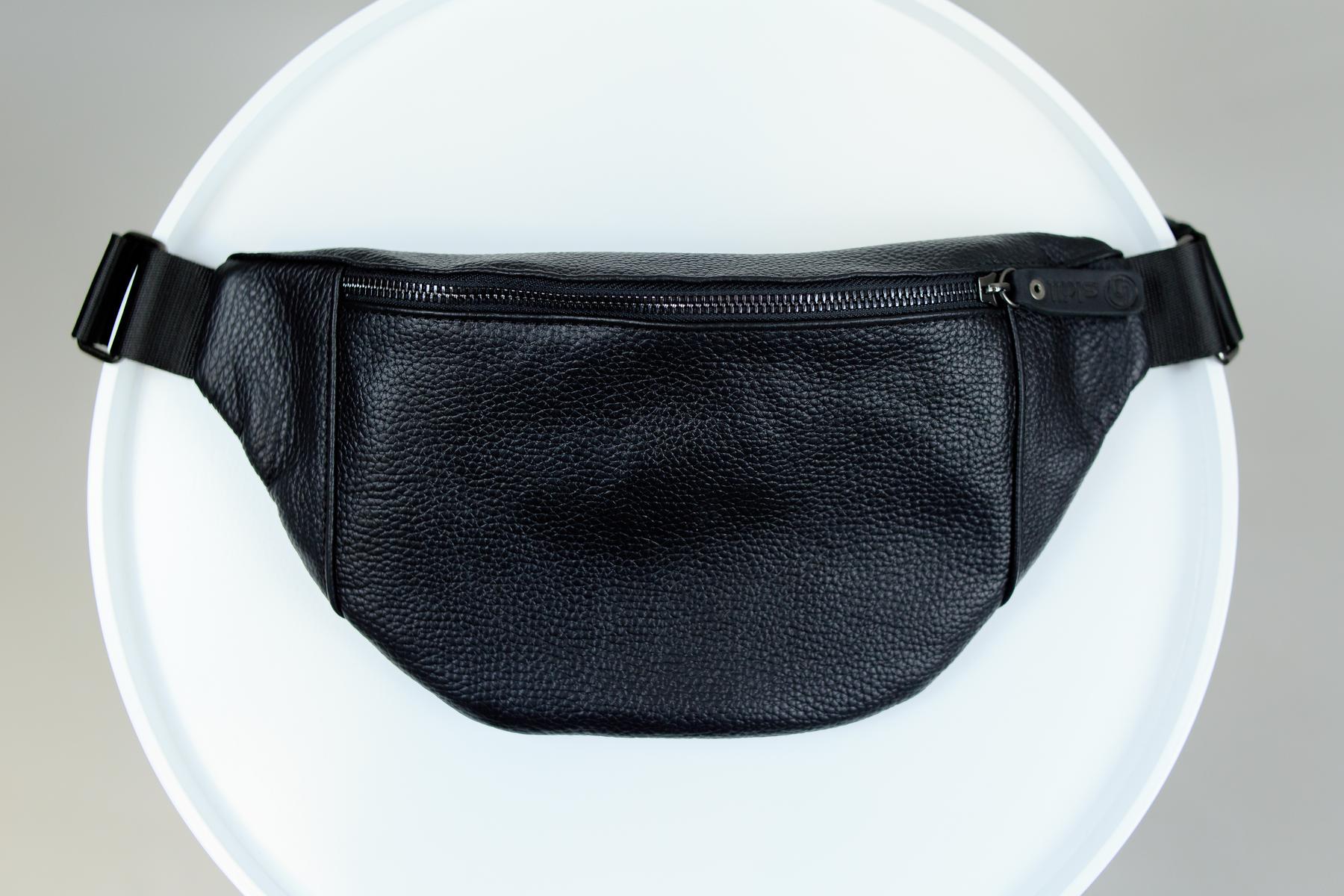 Поясная сумка-бананка SKILL Lodka из натуральной кожи Черный (SKL-001)