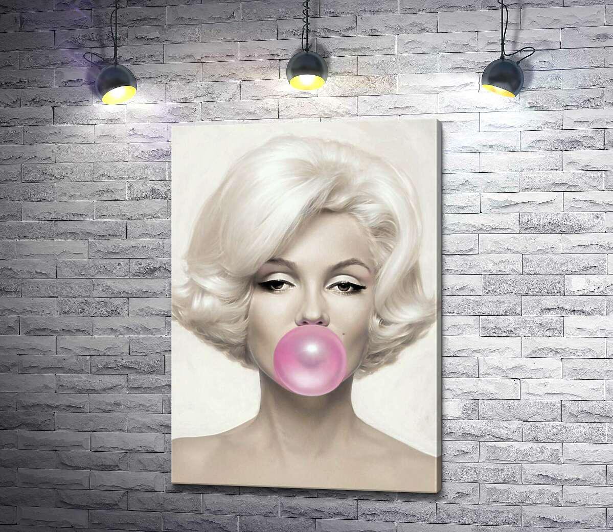 Картина ArtPoster Мэрилин Монро (Marilyn Monroe) надувает розовую жвачку 70x100 см Модуль №1 (001050)