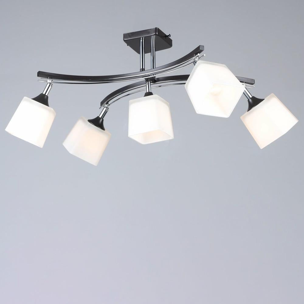 Люстра стельова Lighthouse SRS-18311/5 BK+CH Чорний/Хром/Білий (113372)