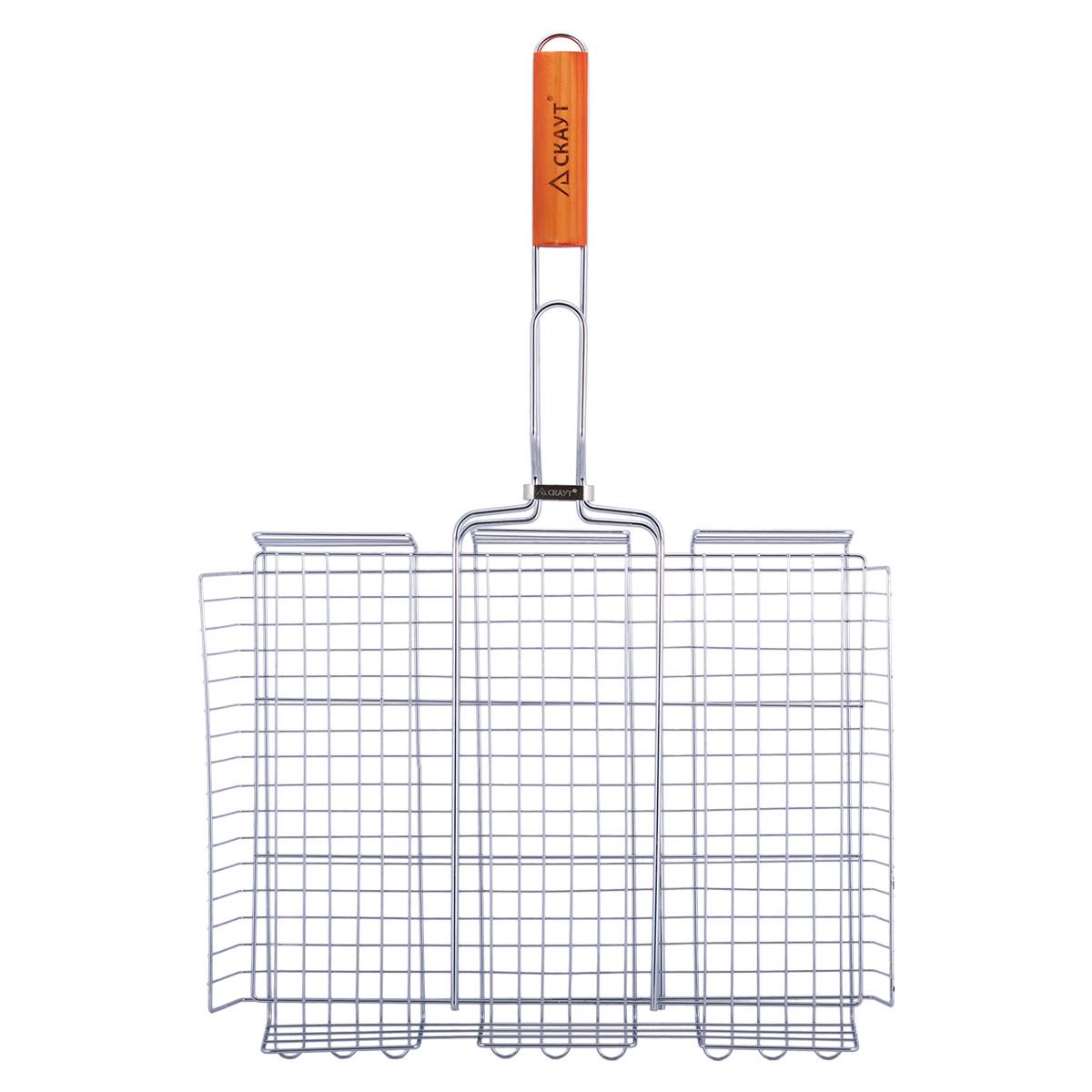 Решітка для гриля глибока Скаут КМ-0706 із хромованої сталі та дерева 40х30х7 см (150-84-0706) - фото 4 Решітка для гриля глибока Скаут КМ-0706 із хромованої сталі та дерева 40х30х7 см (150-84-0706) - фото 4