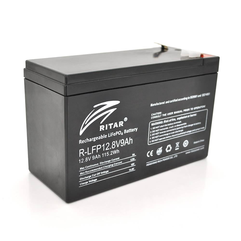 Батарея акумуляторна Ritar LiFePO4 12,8V 9Ah 115,2Wh BMS4,5A@4S 0,98 кг 150х65х95 мм (43675)