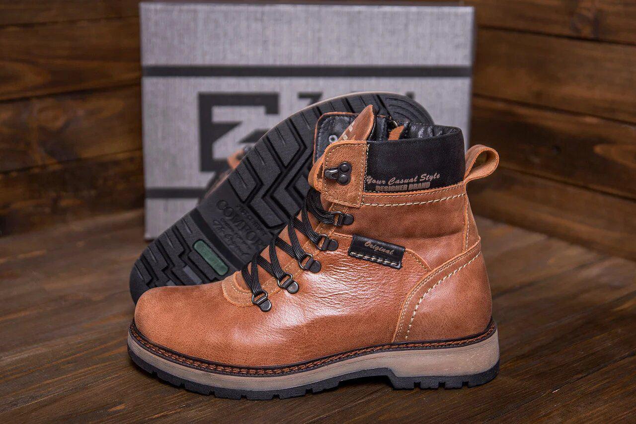 Сапоги мужские зимние кожаные ZG Military Style р. 40 26 см Коричневый (28546176) - фото 8