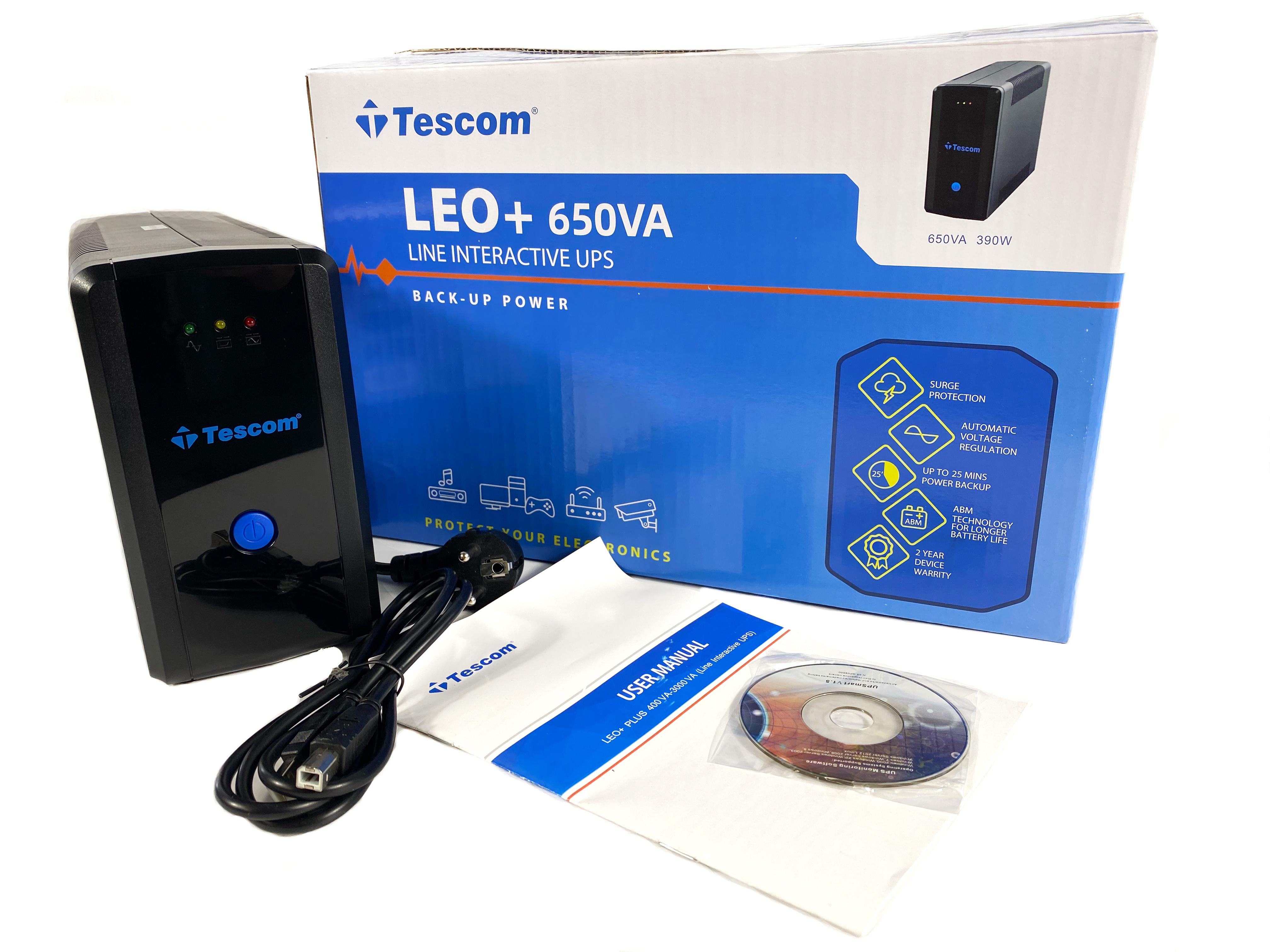 Джерело безперебійного живлення Tescom Leo II Pro LCD 650VA usb 2 розетки з правильною чистою синусоїдою