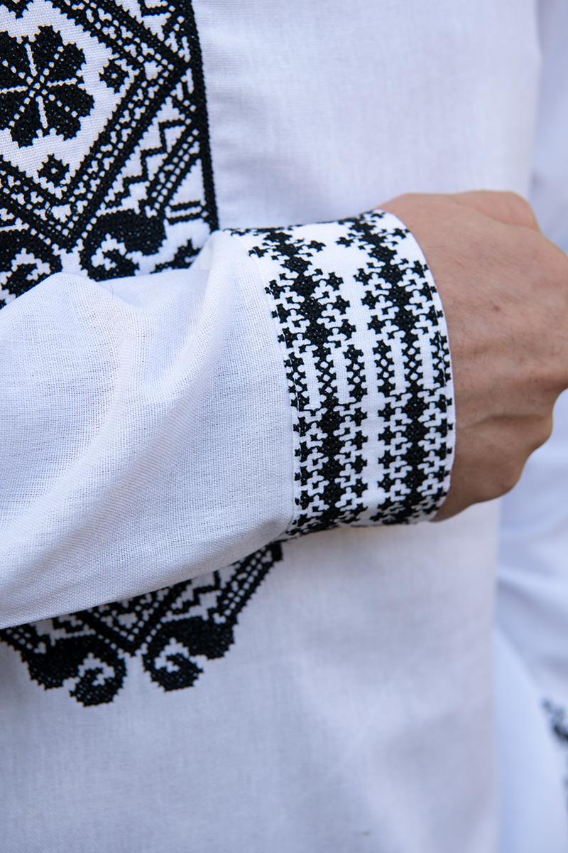 Вышиванка мужская с орнаментом на одну сторону натуральный лен 4XL Белый (2424049267) - фото 2