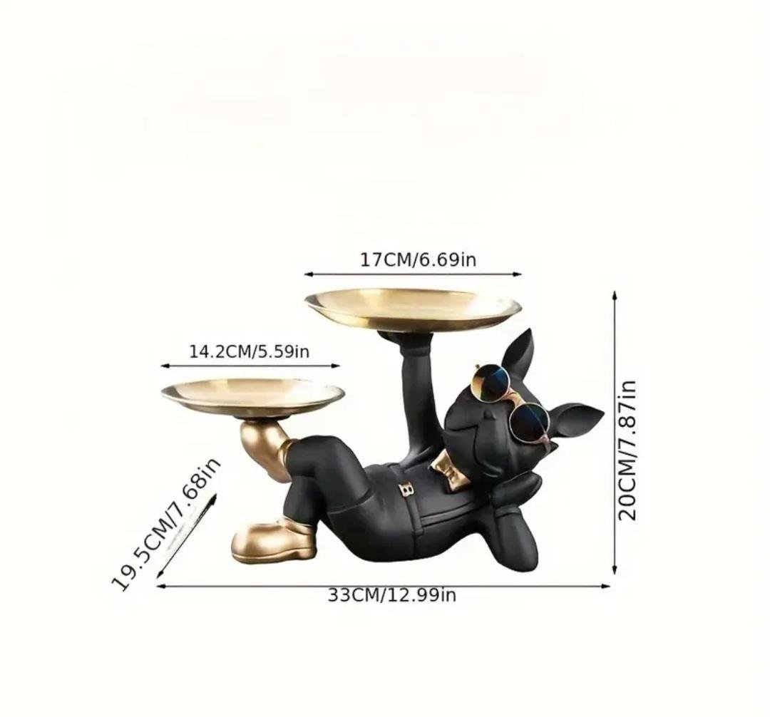 Статуетка ключниця-цукерниця Бульдог 33 см Чорний - фото 5