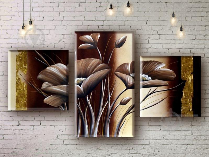 Модульная картина акрилом цветы ArtStar MHM17_3_051 размер 70 х 120 см