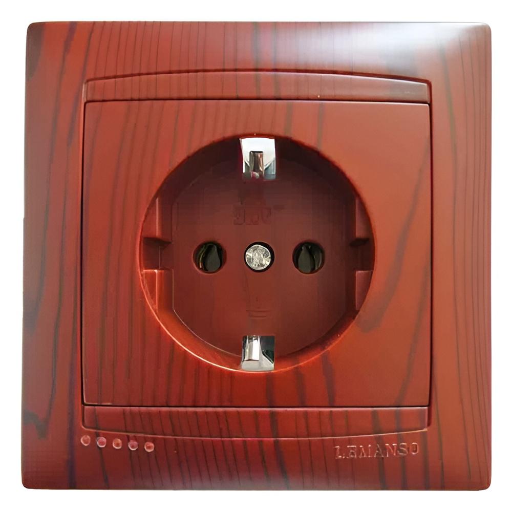 Розетка Lemanso Сакура з заземленням Вишня (LMR1521)