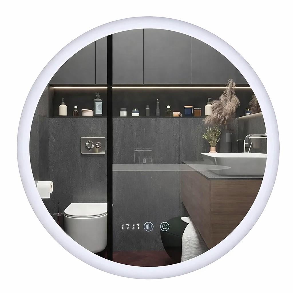 Зеркало Kraft-7070 круглое с LED-подсветкой часами и антизапотеванием