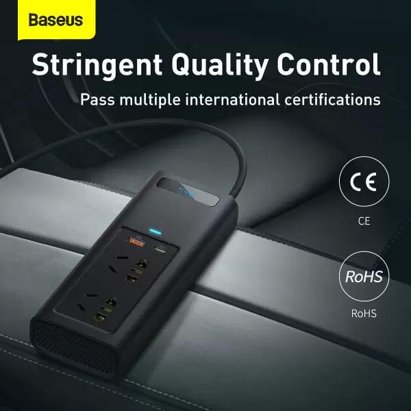 Автомобільний інвертор BASEUS 150 W 220 V CN/EU 2 розетки USB/Type-C 5 A з технологією QC3.0+PD3.0 Black (CRNBQ-A01) - фото 10