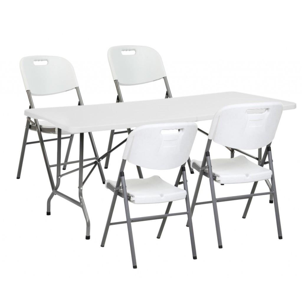 Стол для пикника Bonro XZ складной туристический 180 см и 4 складных стула Bonro Y53 Белый (1871817674)