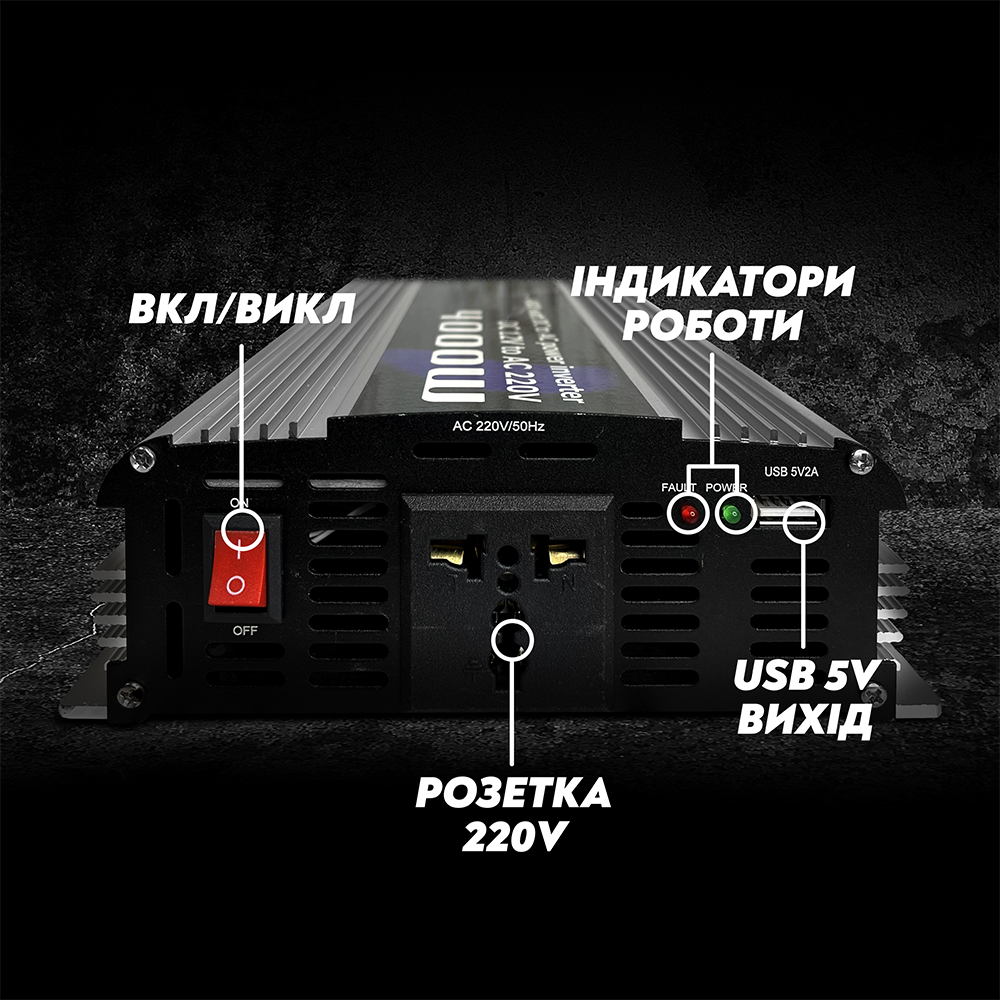 Автомобільний інвертор Power Inverter SJ-Q015 з модифікованим синусом 4000 Ват 4000 W (108) - фото 3