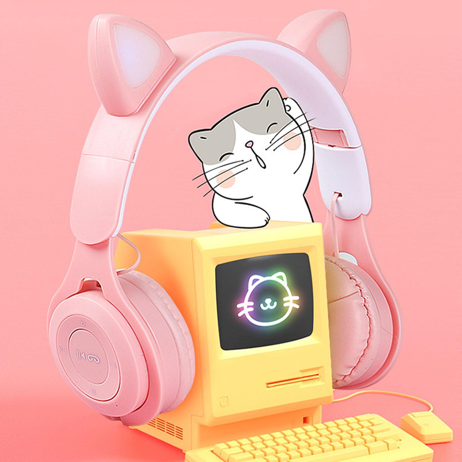 Навушники бездротові CAT-ear CEP47-M з вушками та LED підсвічуванням Pink (f3c8a157) - фото 6