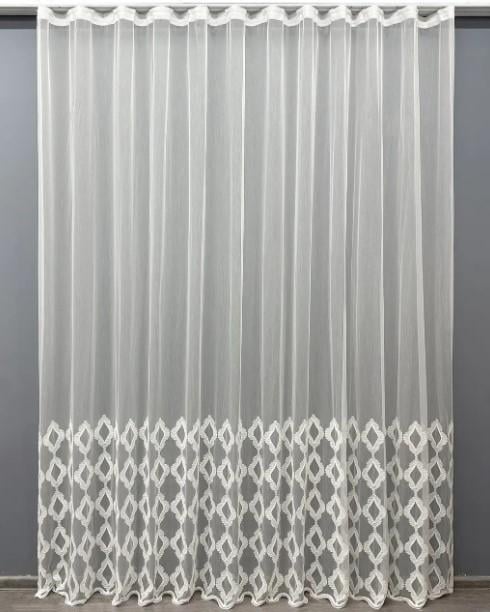 Тюль бамбук з візерунком Молочний (1627т)