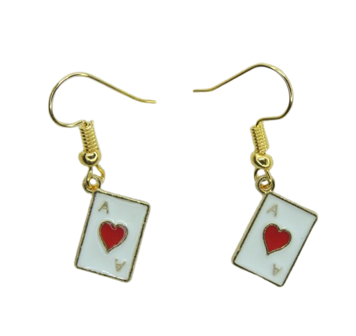 Серьги Jewelry Liresmina Червовый Туз эмаль 3,2 см Золотистый