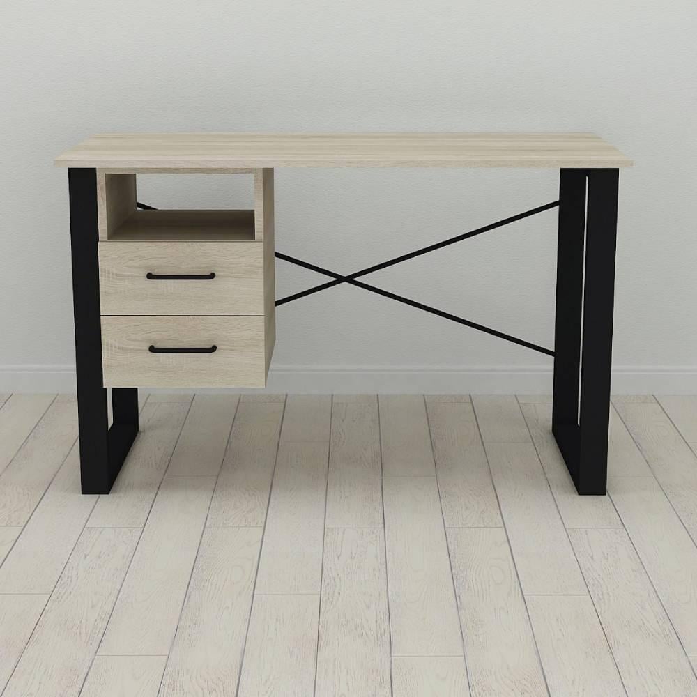 Письмовий стіл із ящиками Ferrum-decor Оскар метал/ДСП 16 мм 750x1200x700 мм Чорний/Дуб Сонома (FRD-103258) - фото 1 Письмовий стіл із ящиками Ferrum-decor Оскар метал/ДСП 16 мм 750x1200x700 мм Чорний/Дуб Сонома (FRD-103258) - фото 1