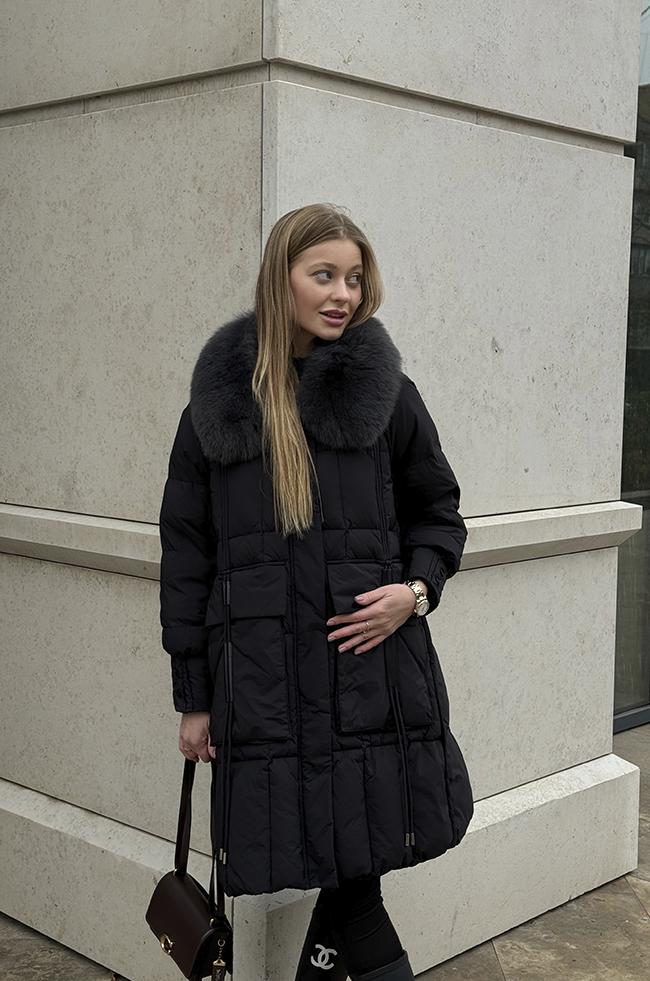 Куртка Lipar 0564 пуховая с накладными карманами р. 46 Черный (16897336) - фото 4