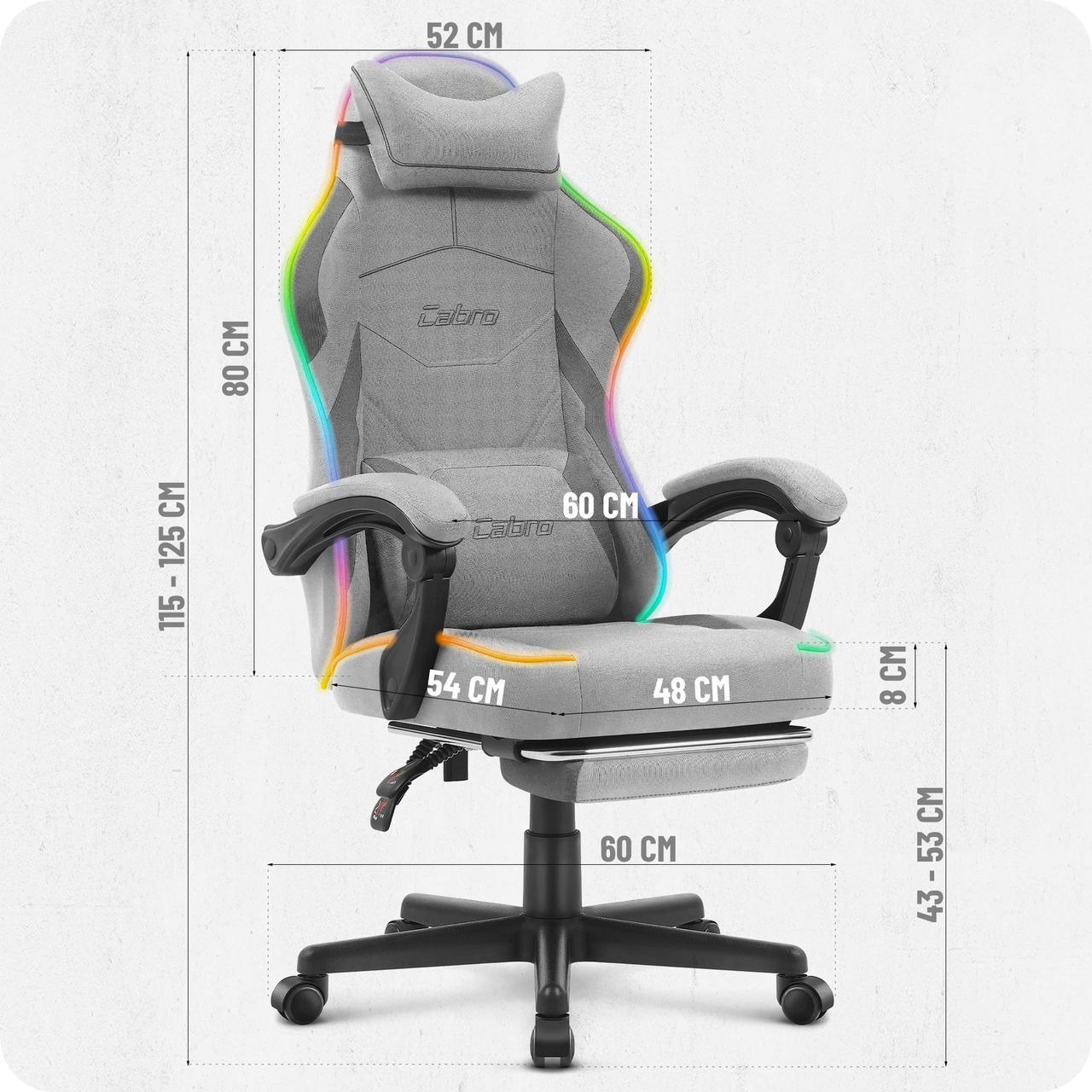 Геймерське крісло Cabro C502 LED тканина Grey (5907196011290) - фото 8 Геймерське крісло Cabro C502 LED тканина Grey (5907196011290) - фото 8