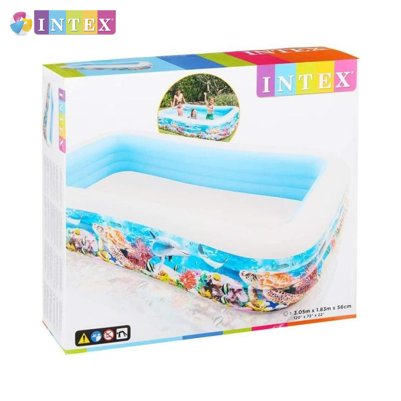 Басейн надувний Inteх 58485 NP Тропічний риф 305х183х56 см 1020 л від 6 років (14951227) - фото 2 Басейн надувний Inteх 58485 NP Тропічний риф 305х183х56 см 1020 л від 6 років (14951227) - фото 2
