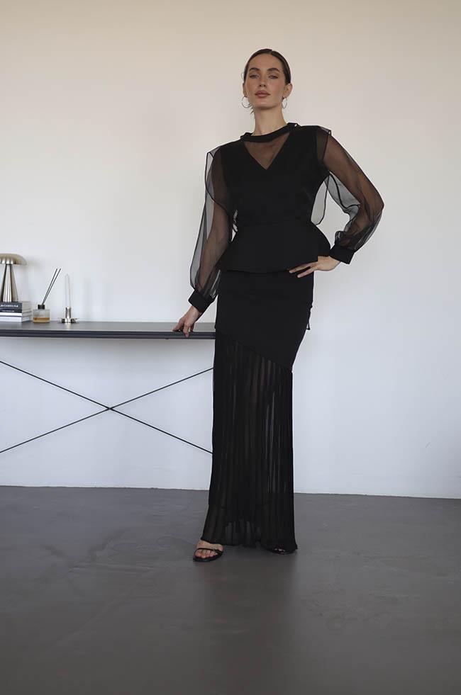 Юбка Lipar 0088 с высокой посадкой плиссе р. 44 Черный (16887465)